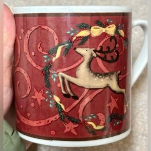 Rare MSI Christmas Mug – Reindeer & Wreath Design, Festive Collectible, Red